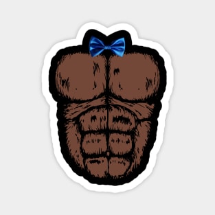 Gorilla Chest with Blue Bow Tie Funny Halloween Monkey Magnet