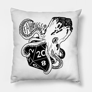 Fathomless D20: dnd 5e warlock dice black and white text Pillow