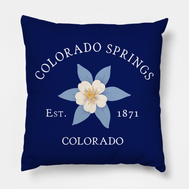 Colorado Springs CO Vintage Columbine Pillow by TGKelly