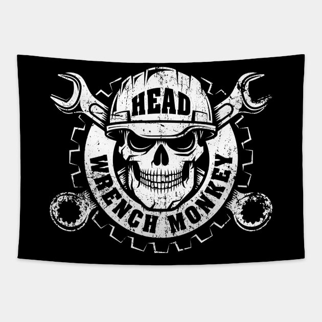 Head Wrench Monkey Tapestry by The Lucid Frog