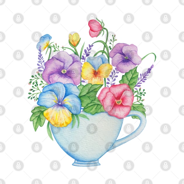 Watercolor Flower Cup by Mako Design 