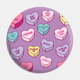 Lesbian Candy Hearts Pin