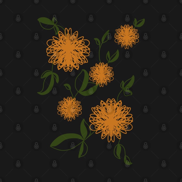 Vintage Autumn Flower Pattern Over Black by faiiryliite