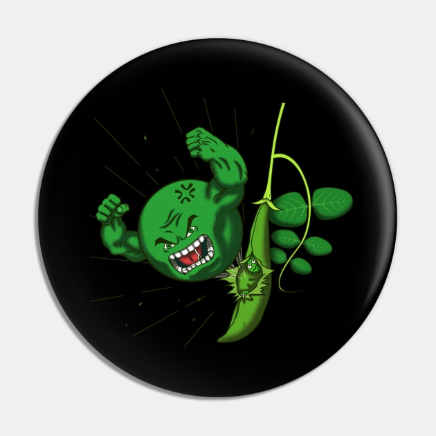 Funny Pea Vegan Angry Superhero Parody Pin by BoggsNicolas