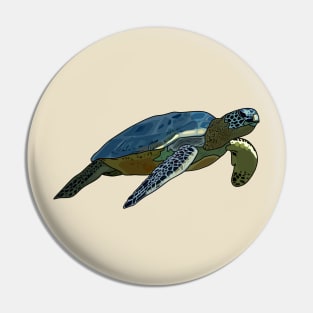 Sea turtle cartoon illustration Pin