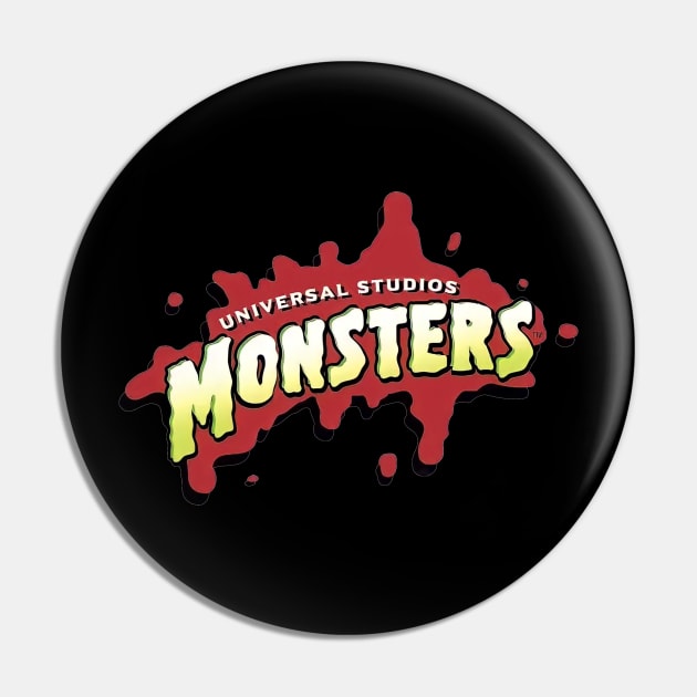 Universal Monsters Retro Logo Pin by TeeMaster613