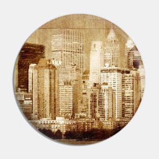 Vintage skyline of New York Pin