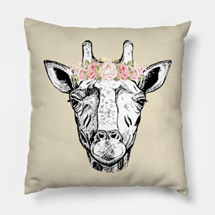 Giraffe with Bouquet Pillow