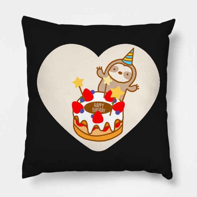 Cute Sloth Birthday Cake Pillow by theslothinme