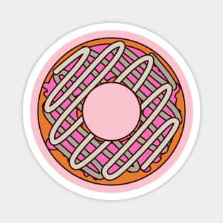 Orange Donut with Pink and White Frosting Magnet