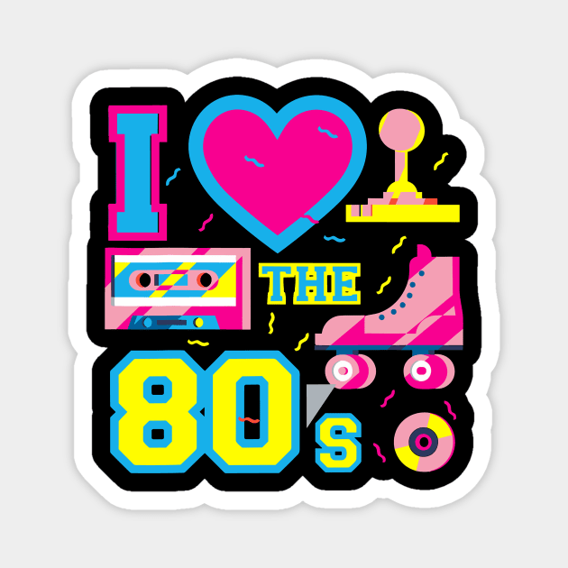 Retro 80's Party Girl Funny Cute Vintage Party Costume Women Magnet by Tater's 