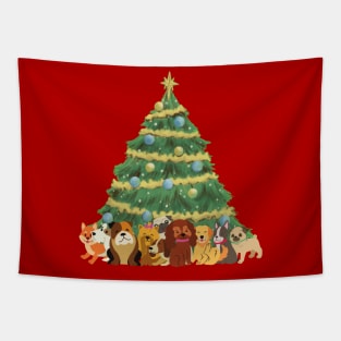 Christmas Tree with Dogs Tapestry