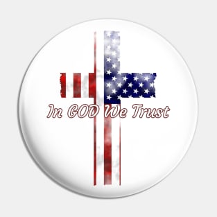 In God We Trust American Flag Cross Christian Design Pin