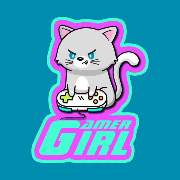 Gamer Girl Cat by AlondraHanley