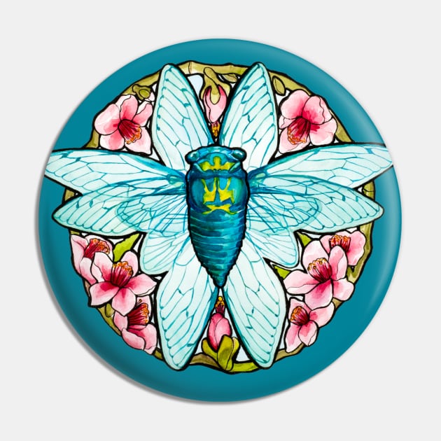 Teal Cicada Pin by TealCicada