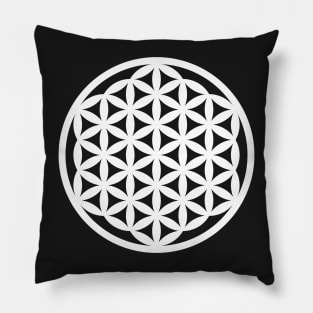 Black n White Flower of Life Graphic Print Pillow