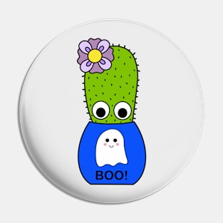 Cute Cactus Design #219: Cactus In Cute Ghost Pot Pin