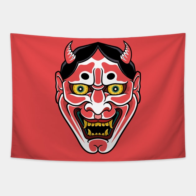 Hannya oni tattoo Tapestry by redwane