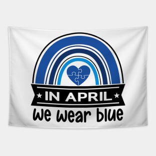 In April We Wear Blue Autism Awareness Tapestry