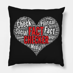 Fact-Checker Heart Shape Word Cloud Design graphic Pillow