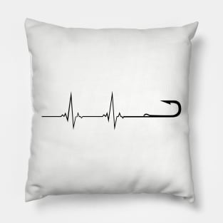 fishing hook heartbeat Pillow