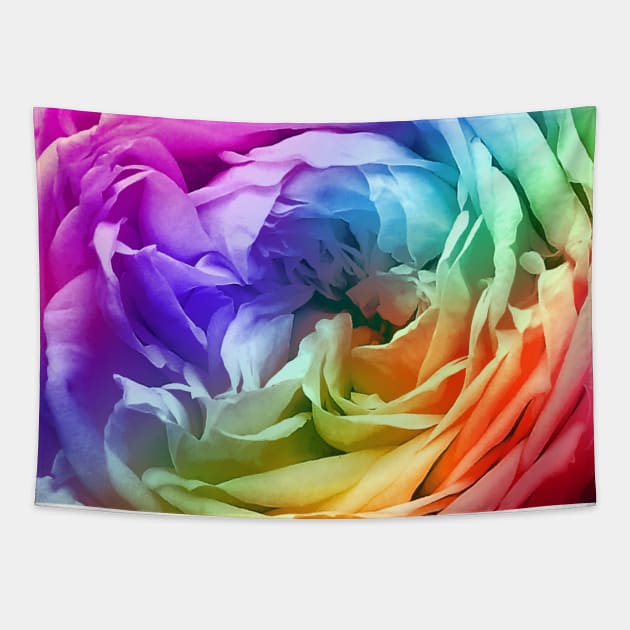 Rainbow Rose Flower Petal Pattern Tapestry by Art by Deborah Camp