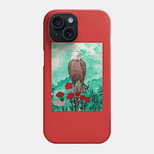 United States National bird and flower, the bald eagle and rose Phone Case