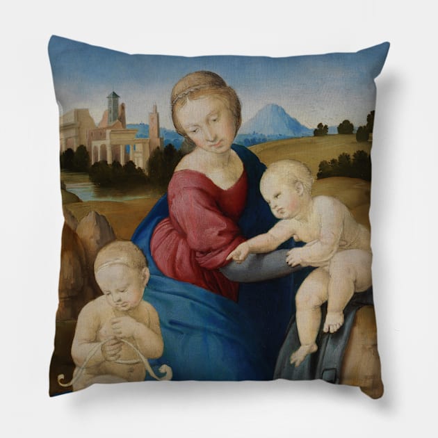 Madonna and Child with the Infant Saint John by Raphael Pillow by Classic Art Stall