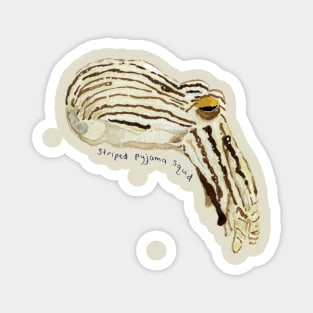 Striped Pyjama Squid Watercolor Painting Magnet