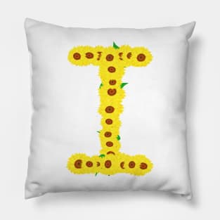 Sunflowers Initial Letter I (White Background) Pillow