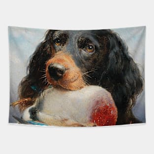 Gordon Setter with Mallard Duck by Carl Reichert Tapestry