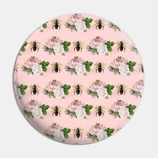 Honey Bee Neck Gator Pink and Gold Pink Roses Gold Bee Pattern Pin