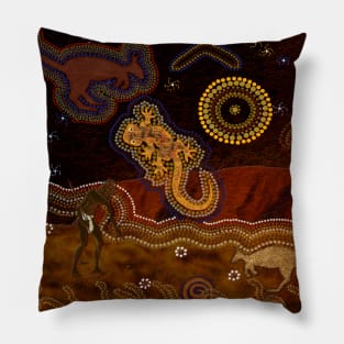 "Desert Heat"" Australian Aboriginal Style Art Pillow