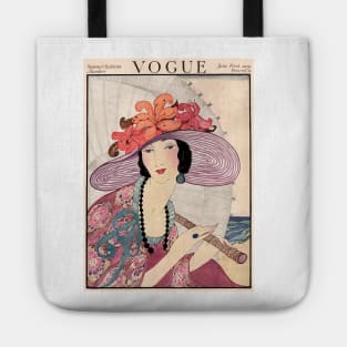 Vogue Vintage 1919 Beautiful Flapper With an Umbrella Print Tote