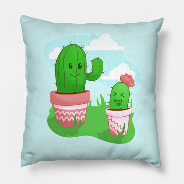 Cute Cactus Buddies Pillow by AviDTacti