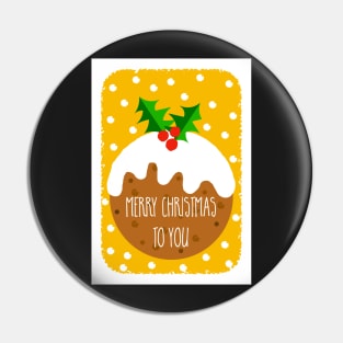 Christmas Pudding Festive Greeting ( yellow version ) Pin