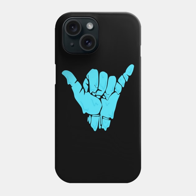 melting/dripping shaka hand in blue/teal Phone Case by acatalepsys 