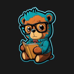 Nerdy Bear Reading A Book T-Shirt