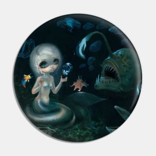 Creepy Cute Mermaid with Sea Monsters Pin