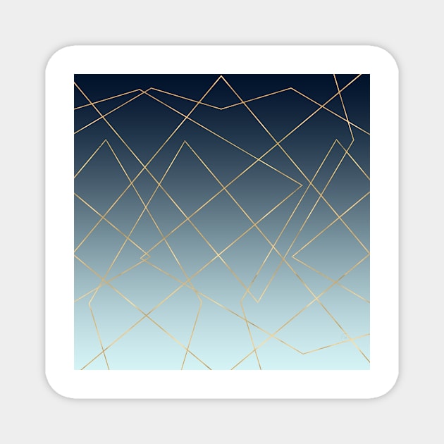 Geometric Gold Lines Blue Gradient Design Magnet by NdesignTrend