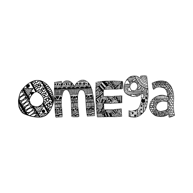 Omega Letter Doodle Pattern by Rosemogo