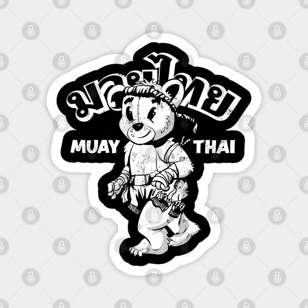 Muay Thai Boxing Mascot Bear Magnet by Black Tee Inc