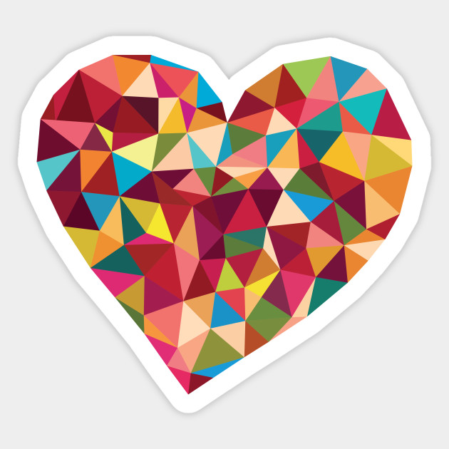 Geometric Love Heart - Quote - Sticker