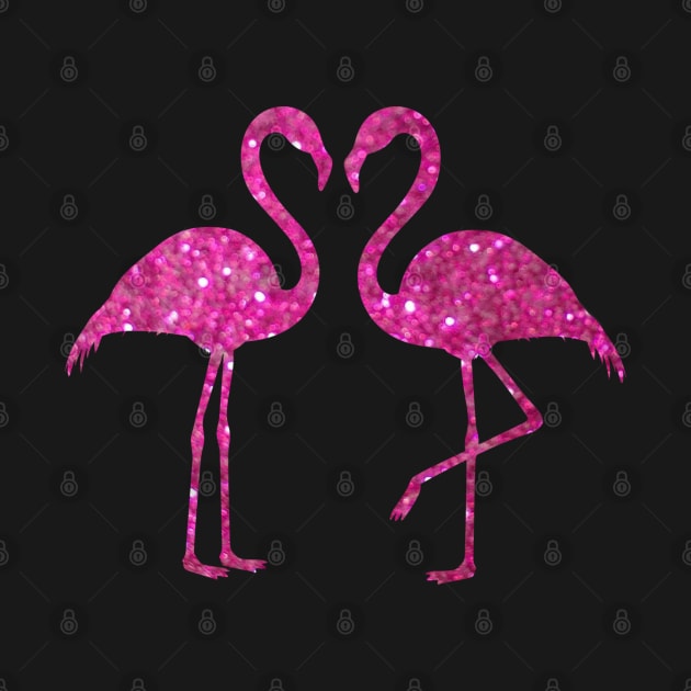 Bright Pink Faux Glitter Flamingos Silhouette by Felicity-K