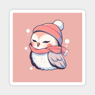 Cute Adroable Kawaii Baby Owl Wearing a Hat and Scarf Magnet