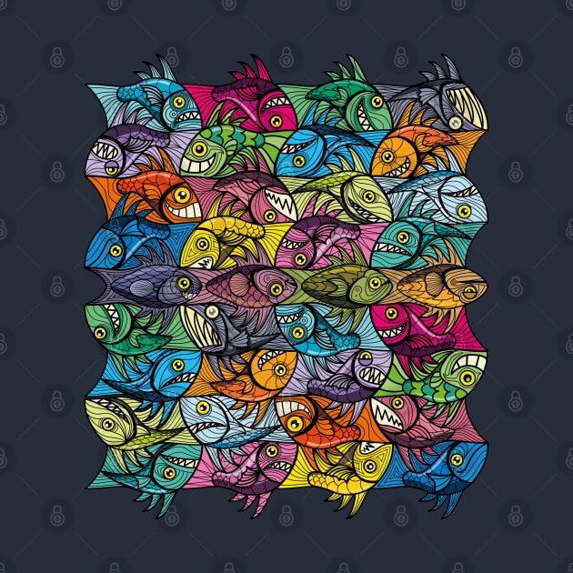 Fish Tessellation Escher Style Ambigram XXIV by Maxsomma