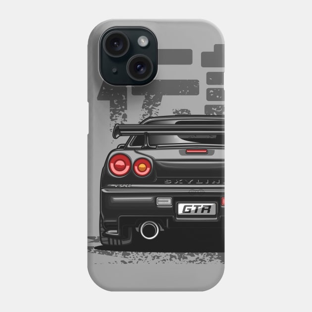 Monster Skyline GTR R34 (Brilliant Black) Phone Case by Jiooji Project