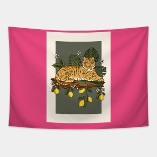 Jungle Tiger on Lemon Log Tapestry