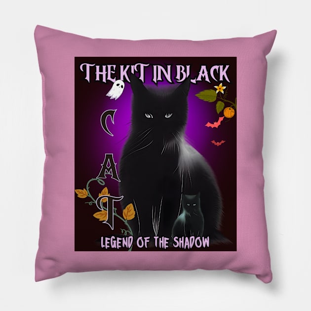 Cat The kit in black legend of the shadow Pillow by Taz Maz Design