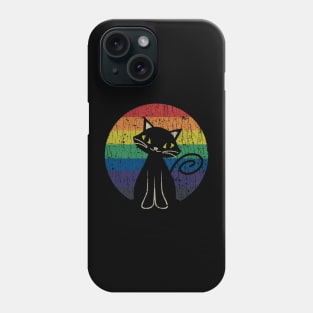 RETRO STYLE - RAINBOW BLACK CAT Phone Case